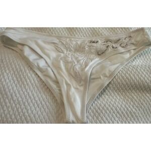 Small Beach Bunny Swimwear Bikini Bottoms White Floral Applique Lined